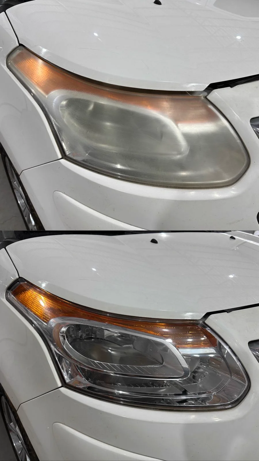 Antes e depois cristalização de faróis